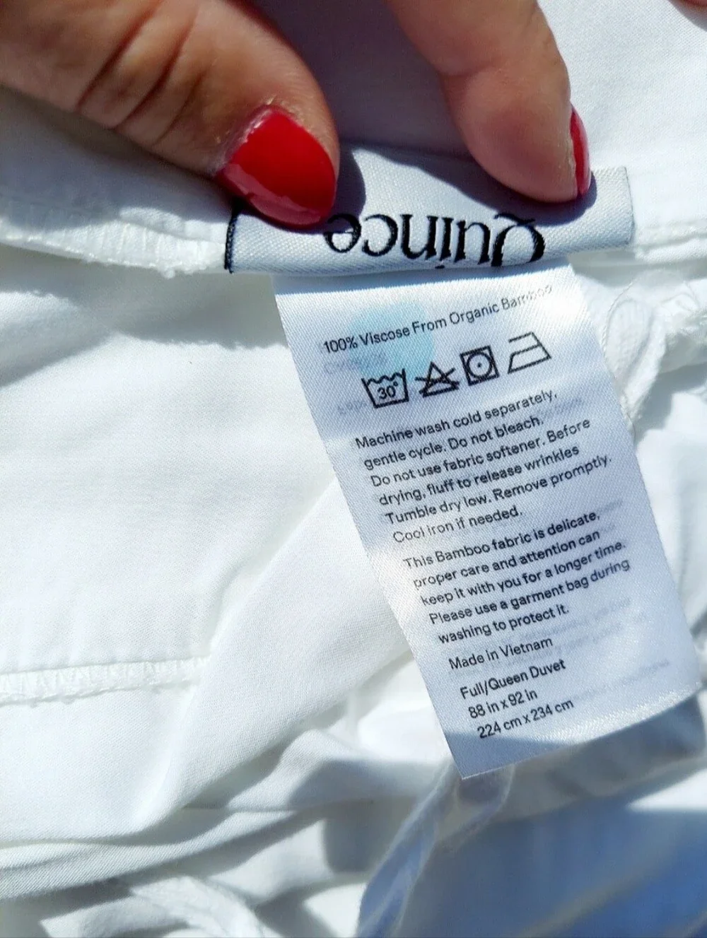 Quince 100% Organic Bamboo Viscose Queen Size Ivory Duvet Cover Set NWOT Preppy